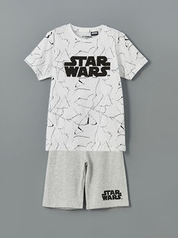 Bisiklet Yaka Star Wars Bask?l? Erkek ?ocuk ?ortlu Pijama Tak?m?