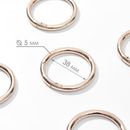 Цена за 2 шт. Кольцо-карабин, d=38/48 мм, толщина - 5 мм, 5 шт., цвет золотой
