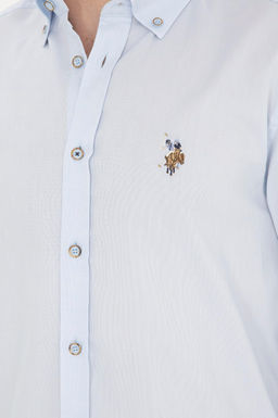 Мужская голубая базовая рубашка с длинным рукавом - U.s. polo assn фото 7