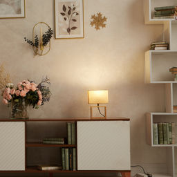 UML-B401 E27 LIGHT GREY/WOOD Светильник настольный декоративный под лампу Е27, 40W. Механический выключатель. Светло-серый. ТМ Uniel - Volpe фото 14