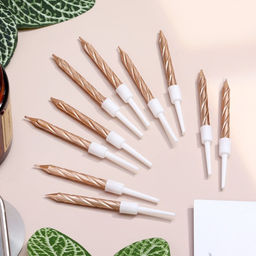 Цена за 3 шт. Свечи в торт Спираль, 10 шт., средние, 5 см, шампань