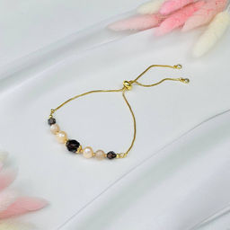 Браслет регулируемый из Раухтопаза, Жемчуга и Лунного камня от 16 см - Радуга самоцветов фото 2