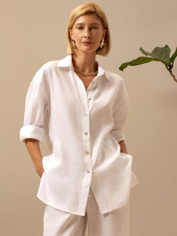 Рубашка женская Лён Белый - Modamica фото 9