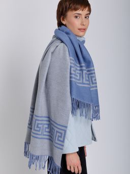 В составе шерсть и кашемир! теплый двусторонний палантин