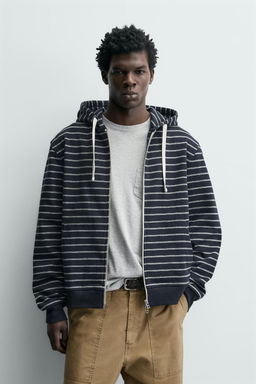 SUDADERA RAYAS CAPUCHA / Marino / Blanco - Zara фото 2