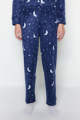 Trendyolmilla Lacivert Ay Desenli Polar K?sl?k Orme Pijama Tak?m? THMAW22PT0362  фото 7