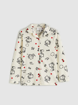 G?mlek Yaka Hello Kitty Bask?l? K?z ?ocuk Pijama Tak?m