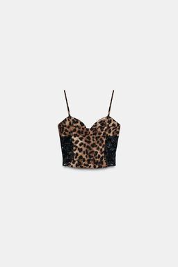 ANIMAL PRINT LACE TOP - Zara фото 7