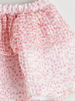 Beli Lastikli ?i?ekli K?z ?ocuk Etek