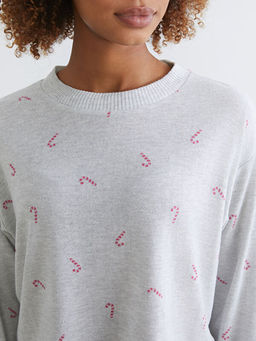 Bisiklet Yaka Desenli Kad?n Pijama Tak?m?