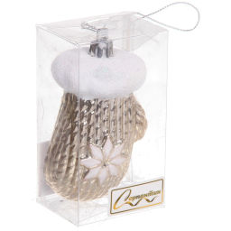 Цена за 2шт. Ёлочная игрушка "Новогодняя варежка" 5*4*10 см, шампань