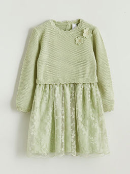 ?i?ek Aplikeli K?z ?ocuk T?ll? Elbise