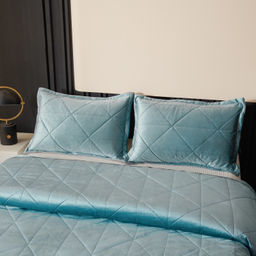 Велюровое покрывало в клетку и две наволочки OVL040 240*260 50-70 2 шт