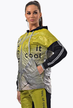 Толстовка из футера комбинированного с принтованной плащевой тканью - А+б коллекция фото 50