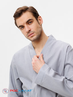 Мужской вафельный халат с планкой серый В-03 (20) - Росхалат фото 7