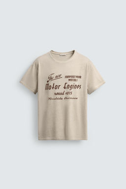 CAMISETA ESTAMPADO TEXTO EFECTO VINTAGE / Beige