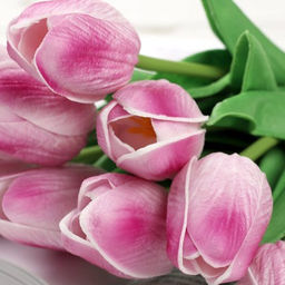 Цветок искусственный Тюльпан 30 см бело-сиреневые / 1205 /уп 10/200/1200/ латэкс - ГалеонТрейд фото 5