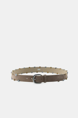 100% SUEDE LEATHER BELT WITH STUDS - Zara фото 4