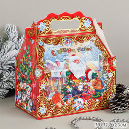 Цена за 12 шт. Коробка подарочная 19х11,5х20 см / 1875 /уп 12/756/новогодняя