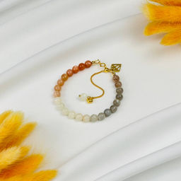 Браслет из Солнечного и Лунного камня микс Градиент 16 см +