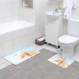 Набор ковриков для ванной и туалета Доляна «Звёзды на песке», 2 шт: 40×45, 45×75 см