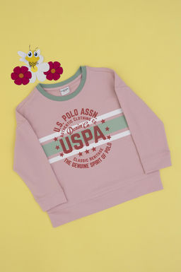 Розовый свитшот с круглым вырезом для девочек Неожиданная скидка в корзине