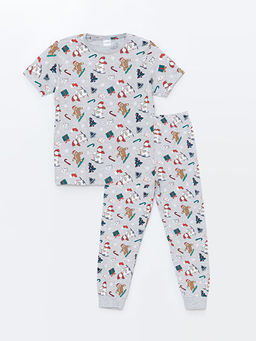 Bisiklet Yaka Y?lba?? Temal? Erkek ?ocuk Pijama Tak?m?