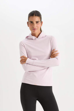 DeFactoFit Облегающая футболка с капюшоном и длинными рукавами для спортсменов  фото 3