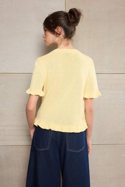 Teen Sar? Cicek Dugme Detayl? Bisiklet Yaka Triko Bluz TWOSS26BZ00119