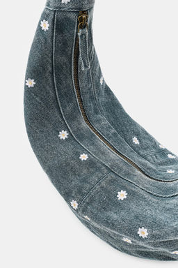 BOLSO BANDOLERA DENIM BORDADOS MARGARITAS / Azul - Zara фото 5