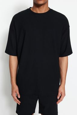TRENDYOL MAN Kahverengi Premium Oversize Bisiklet Yaka K?sa Kol Dokulu K?r?smaz Ottoman T-Shirt TMNSS23TS00081 - Trendyolmilla фото 6