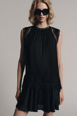 VESTIDO CORTO ENCAJE ZW COLLECTION / Negro - Zara фото 2