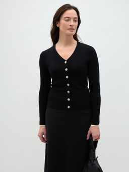 Conso/KPL 240728 - black/yellow Кардиган женский