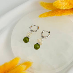 Серьги из Змеевика и Жемчуга - Радуга самоцветов фото 2