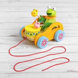 Каталка детская Животные с барабанами, на верёвке, МИКС - Simaland фото 3