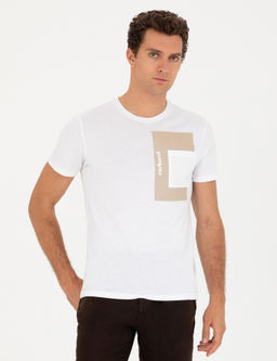 Beyaz Slim Fit Bisiklet Yaka T-Shirt