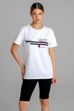 Арт. 5728 Костюм с велосипедками 42-50 (5 шт) Цвет:верх- белый, низ- черный - Калинка фото 2