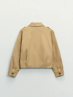 Хлопковая укороченная куртка с ремнем / Zarina  фото 11