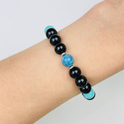 Браслет регулируемый мужской из Турмалина,Амазонита и Кварца и Вишудха - Радуга самоцветов фото 2