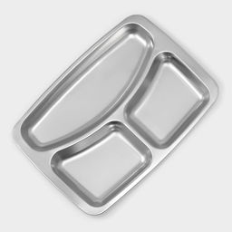 Поднос, 29×20.6×2 см, 3 секции, нержавеющая сталь, серебристый