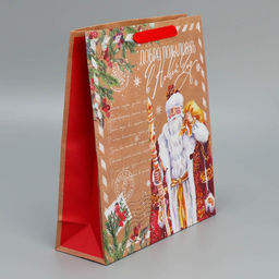 Пакет крафтовый вертикальный Почта Деда Мороза, M 26 30 9 см - Дарите счастье фото 2