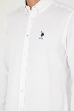 Мужская белая базовая рубашка с длинным рукавом - U.s. polo assn фото 7