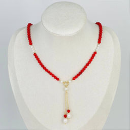 Колье из Коралла и Жемчуга 42 см +