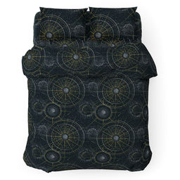 Пододеяльник Евростандарт на пуговицах Созвездие, черный 220х215см, бязь Комфорт 121г/м2, хлопок 100%, упаковка классическая ПВХ 28х41см, Домашняя мода (Россия)