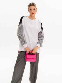 Свитшот с хлопковыми рукавами в полоску 90.2.3 - Sahar art lab фото 8