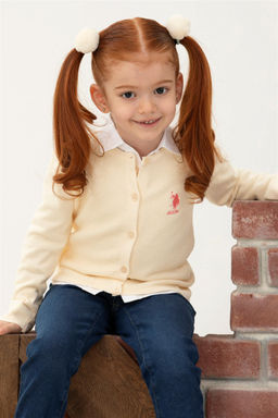 Кремовый трикотажный кардиган для девочки - U.s. polo assn фото 5