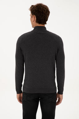 Erkek Slim Fit Yar_m Bo_azl_ Antrasit Melanj Basic Kazak - U.s. polo assn фото 5