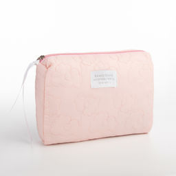 Косметичка на молнии простая, со стёжкой Цветы, розовая - Simaland фото 3