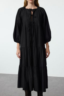 TRENDYOLMILLA Beyaz Rahat Kal?p Fiyonklu Midi Dokuma Elbise TWOAW25EL00329 фото 4