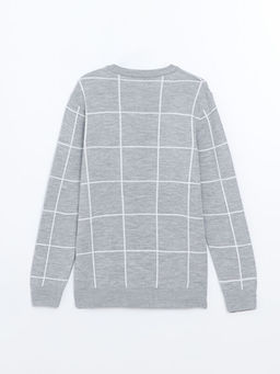 Bisiklet Yaka Uzun Kollu Ekose Erkek Triko Kazak